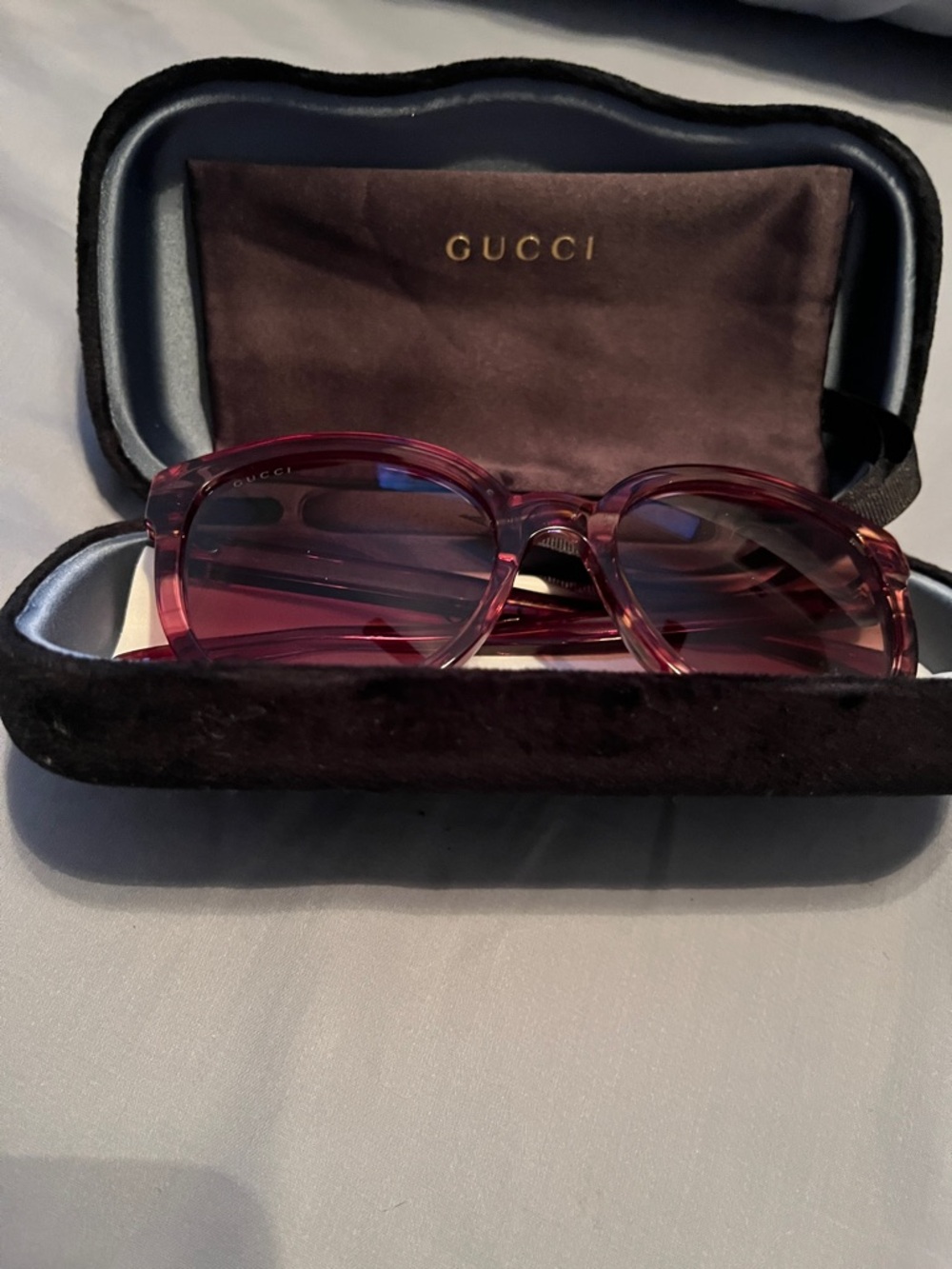 Gucci Burgundy Crystal Cat-Eye Sunglasses - Picture 8 of 9